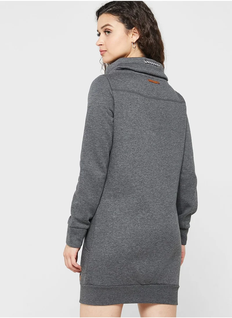 ONLY Hoodie Neck Knitted Sweatshirt Dress