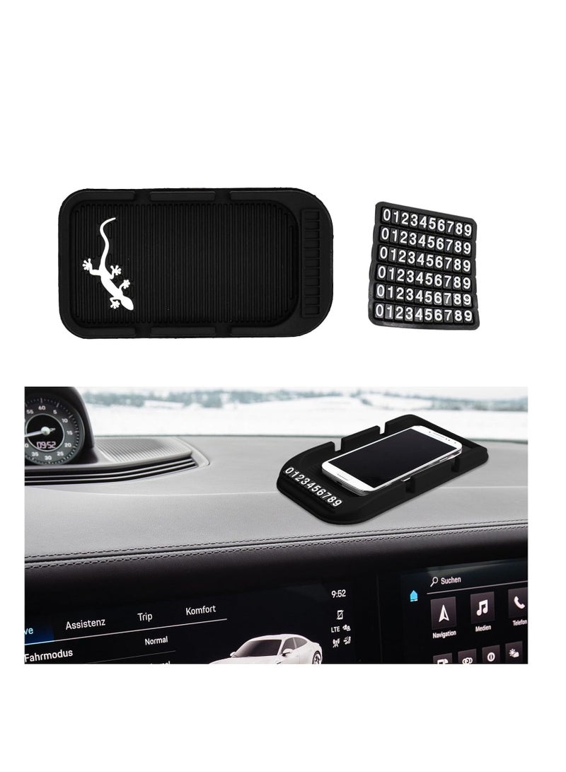 SYOSI Car Dashboard Phone Holder Non Slip Double Groove Auto Cell Phone Pad Mat with Number Plate Universal Vehicle Phone Mount for All Smartphones GPS Devices and More - Image 1