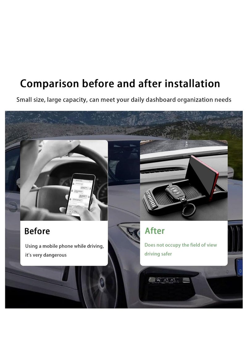 SYOSI Car Dashboard Phone Holder Non Slip Double Groove Auto Cell Phone Pad Mat with Number Plate Universal Vehicle Phone Mount for All Smartphones GPS Devices and More - Image 5