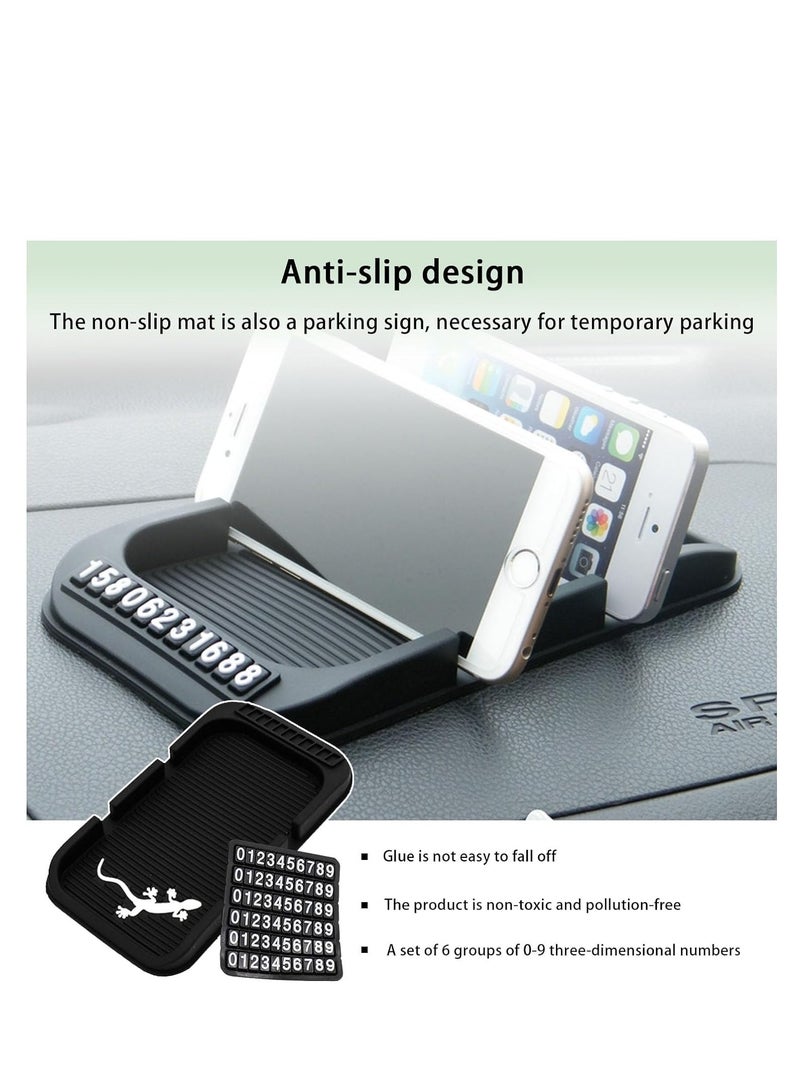 SYOSI Car Dashboard Phone Holder Non Slip Double Groove Auto Cell Phone Pad Mat with Number Plate Universal Vehicle Phone Mount for All Smartphones GPS Devices and More - Image 3