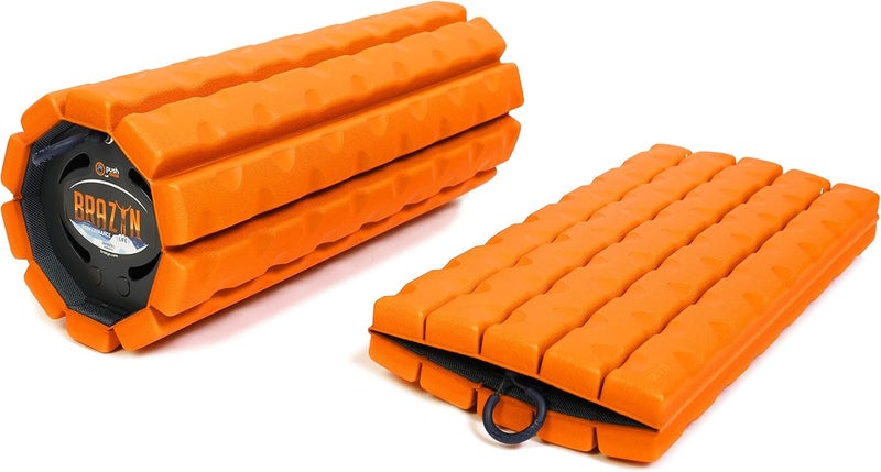 Brazyn Morph Foam Roller (Bravo-Orange): Collapsible Travel Foam Roller for Back Pain Relief, Workout Muscle Recovery, Back Massager, Deep Tissue Leg Massage, Back Cracker, Stretcher; Small, Portable - Image 1