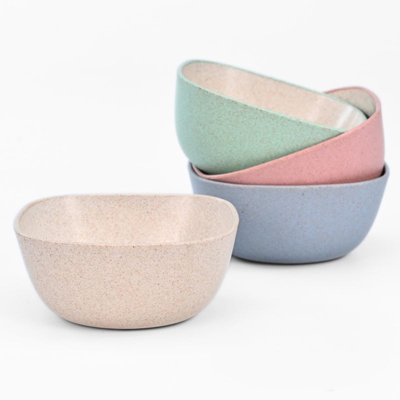 Eha Earth-Friendly Small Soup Bowl | Ice Cream Bowl | Dessert Bowls | 300 ml | Made with Bamboo Fibers & Rice Husk | Microwave Safe Bowl | Serving Bowl Set of 4 | Multicolor - Image 1