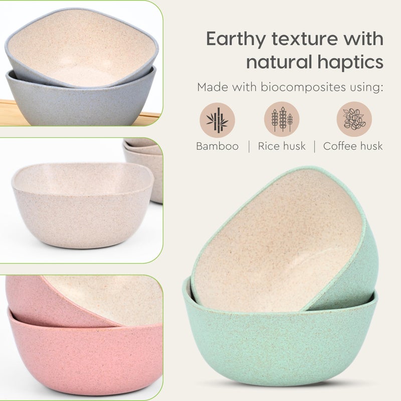 Eha Earth-Friendly Small Soup Bowl | Ice Cream Bowl | Dessert Bowls | 300 ml | Made with Bamboo Fibers & Rice Husk | Microwave Safe Bowl | Serving Bowl Set of 4 | Multicolor - Image 5