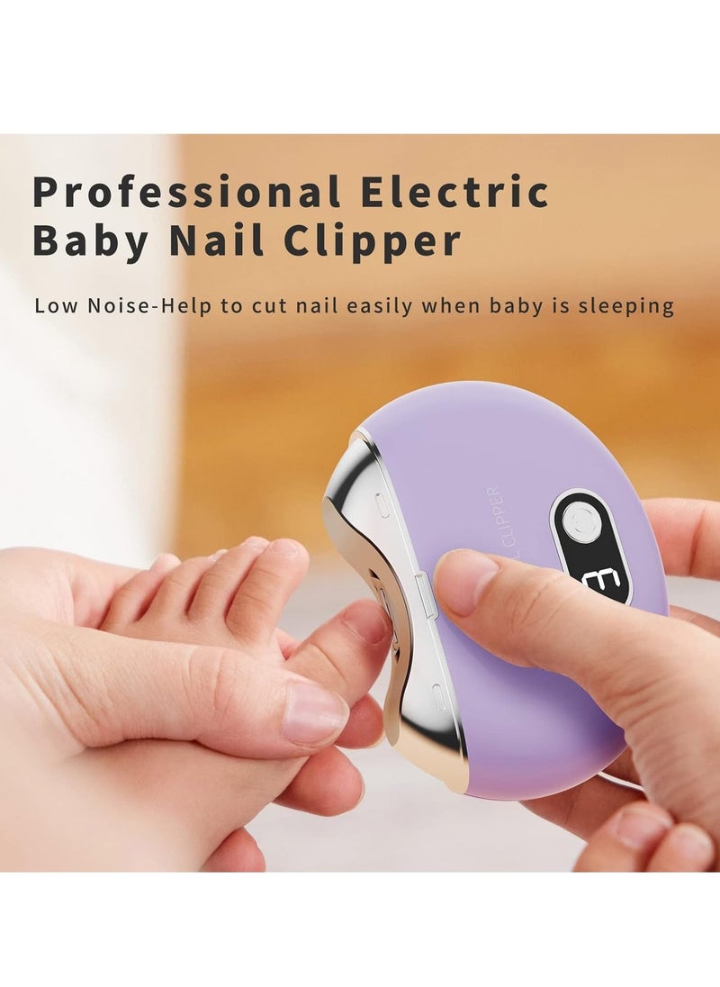 Automatic Nail Clipper, Electric Nail Clippers Automatic Safety Fingernail Cutter and Filer Rechargeable Nail Trimmer Nail Scissors Gift for for Adults Seniors Infant Baby Kids Men Women (Purple) - Image 2