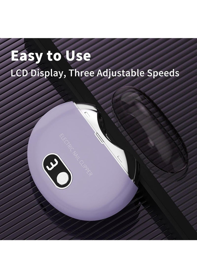 Automatic Nail Clipper, Electric Nail Clippers Automatic Safety Fingernail Cutter and Filer Rechargeable Nail Trimmer Nail Scissors Gift for for Adults Seniors Infant Baby Kids Men Women (Purple) - Image 5