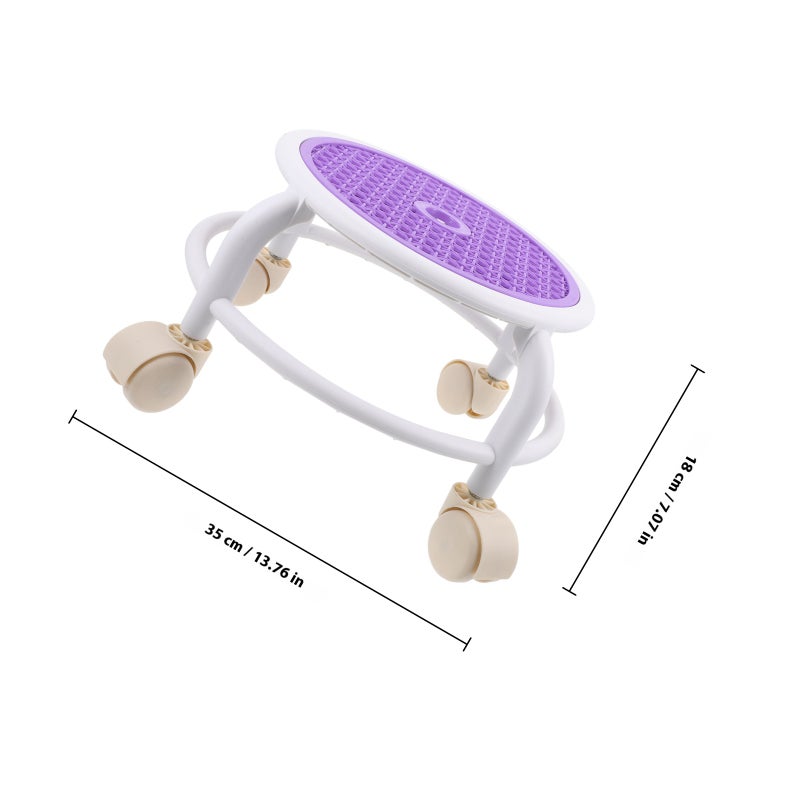 Low Stool with Wheels Swivel Rolling Stool Round Small Stool for - Image 2