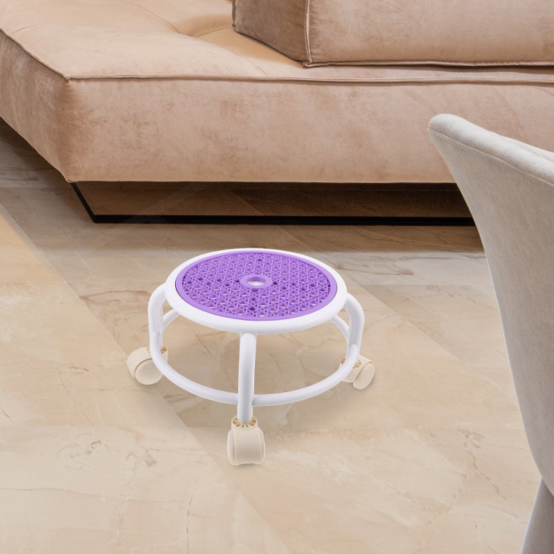 Low Stool with Wheels Swivel Rolling Stool Round Small Stool for - Image 3