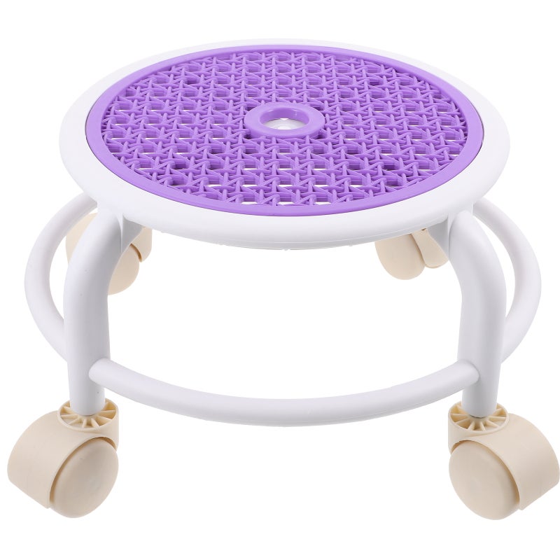 Low Stool with Wheels Swivel Rolling Stool Round Small Stool for - Image 1