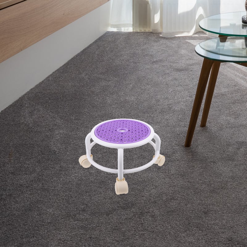 Low Stool with Wheels Swivel Rolling Stool Round Small Stool for - Image 4