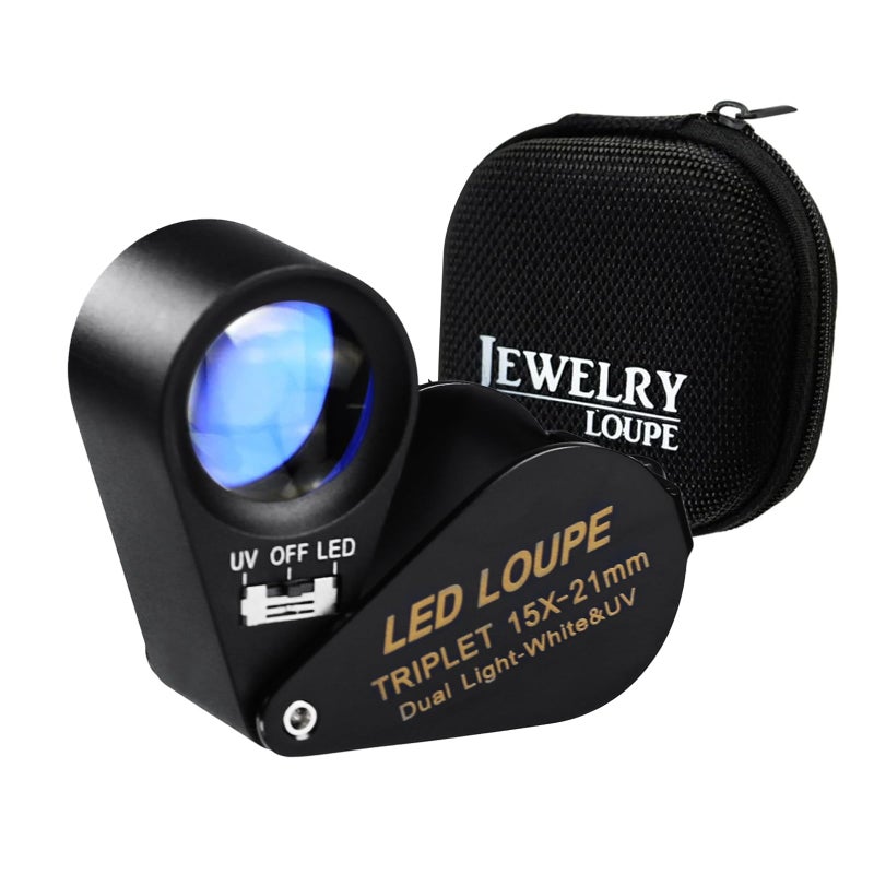 GAIN EXPRESS Jewelers Loupe 15x 21mm Jewelers Magnifying Glass Loupe Magnifier Coin Magnifying with Light Jewelers Loop for Gems Jewelry Coins and Trichomes - Image 2