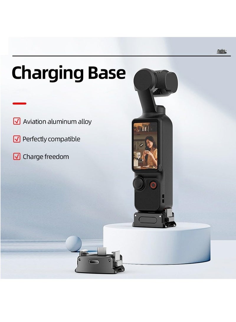 Excefore Charging Adapter Base for DJI OSMO Pocket 3, Desktop Charging Base with 1/4 Screw Hole, Type-C Charging Dock, Aluminum Alloy Stabilizer Base, Dual Interface Accessories (Black) - Image 4