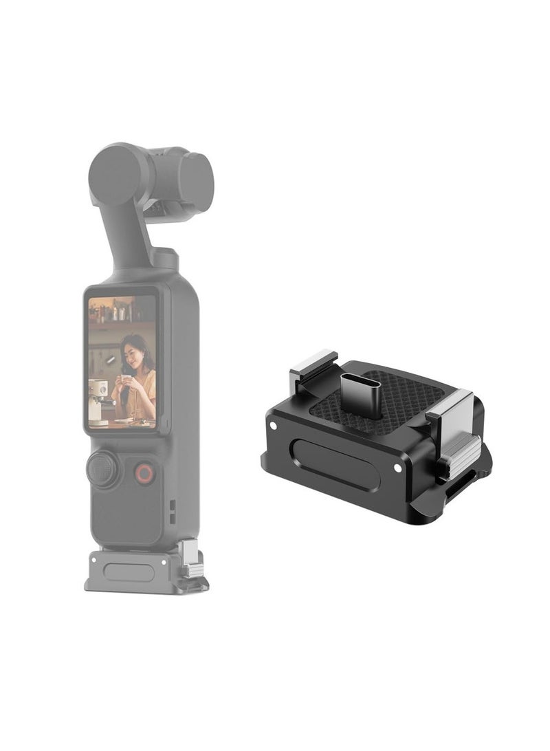 Excefore Charging Adapter Base for DJI OSMO Pocket 3, Desktop Charging Base with 1/4 Screw Hole, Type-C Charging Dock, Aluminum Alloy Stabilizer Base, Dual Interface Accessories (Black) - Image 1