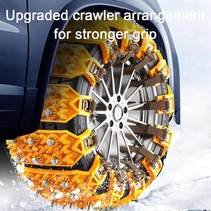 Car Winter Snow Tire Chains for Fiat 500L 2012-2020 2021 2022 2023 2024 2025 Anti-Skid TPU Ice Traction Straps with Steel Studs Non-Slip Tire Snow Chains,8pcs-Black Style - Image 3