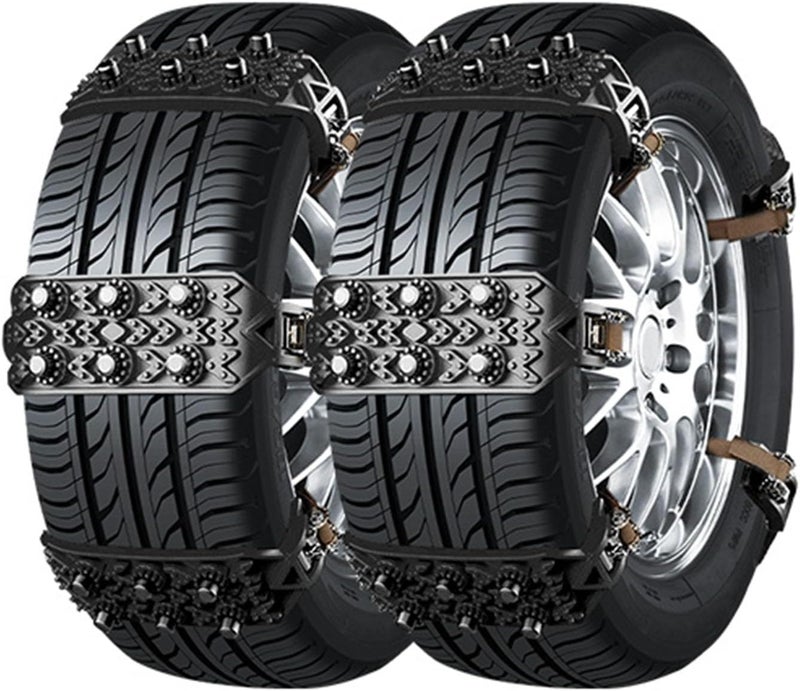 Car Winter Snow Tire Chains for Fiat 500L 2012-2020 2021 2022 2023 2024 2025 Anti-Skid TPU Ice Traction Straps with Steel Studs Non-Slip Tire Snow Chains,8pcs-Black Style - Image 1