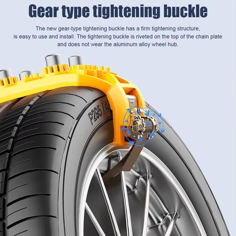 Car Winter Snow Tire Chains for Fiat 500L 2012-2020 2021 2022 2023 2024 2025 Anti-Skid TPU Ice Traction Straps with Steel Studs Non-Slip Tire Snow Chains,8pcs-Black Style - Image 4