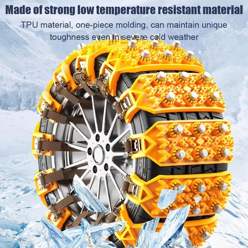 Car Winter Snow Tire Chains for Fiat 500L 2012-2020 2021 2022 2023 2024 2025 Anti-Skid TPU Ice Traction Straps with Steel Studs Non-Slip Tire Snow Chains,8pcs-Black Style - Image 2