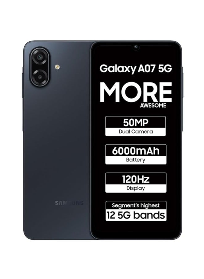 Samsung Galaxy A07 5G Smartphone (Black, 4GB RAM, 128GB Storage) | 120Hz Refresh Rate | Massive 6000mAh Battery | 50MP True Dual Camera | 6 Gen OS Upgrades | Knox Vault