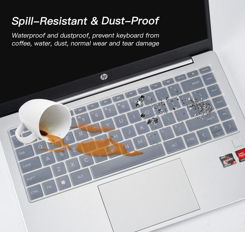 RAYA Silicone Keyboard Cover for HP Pavilion Plus 14 (ec, ef, eh, ew, ey, dq) Series Laptops | Also fit for HP Pavilion x360 14inch (ek, dy) Series & HP Envy x360 (15.6inch) Laptops (Transparent) - Image 4