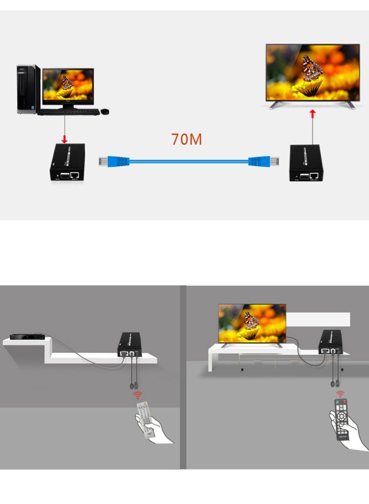 لينكينج مُمدد HDMI بتقنية HDBaseT لمسافة 70 متر عبر كيبل CAT6 بدقة 4K@30Hz - Image 5