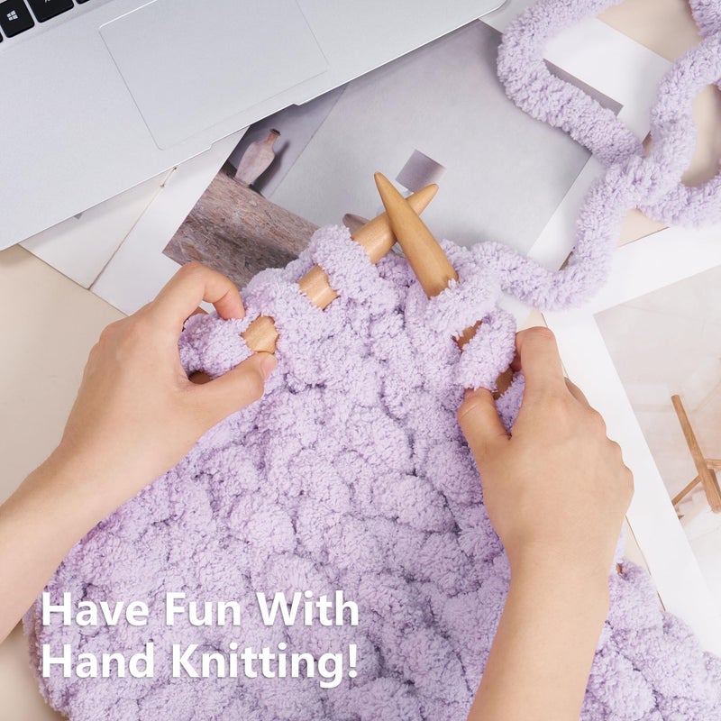 Cozyful Chunky Yarn for Hand Knitting - #10 Chunky Chenille Yarn, Jumbo Big Thick Chunky Yarns for Crocheting, Super Bulky Chunky Knit Blanket Yarns, 8 Skein (25 yds 8 oz Each Skein), Lavender Fog - Image 5