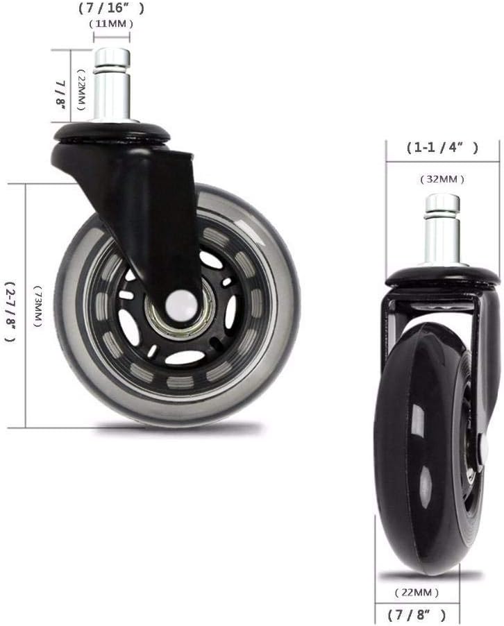 BF BRIGHTFIELD Office Chair Caster Wheels Set of 5 Heavy Duty & Safe for All Floors Including Hardwood 3" Rubber Replacement for Desk Floor Mats - Image 5