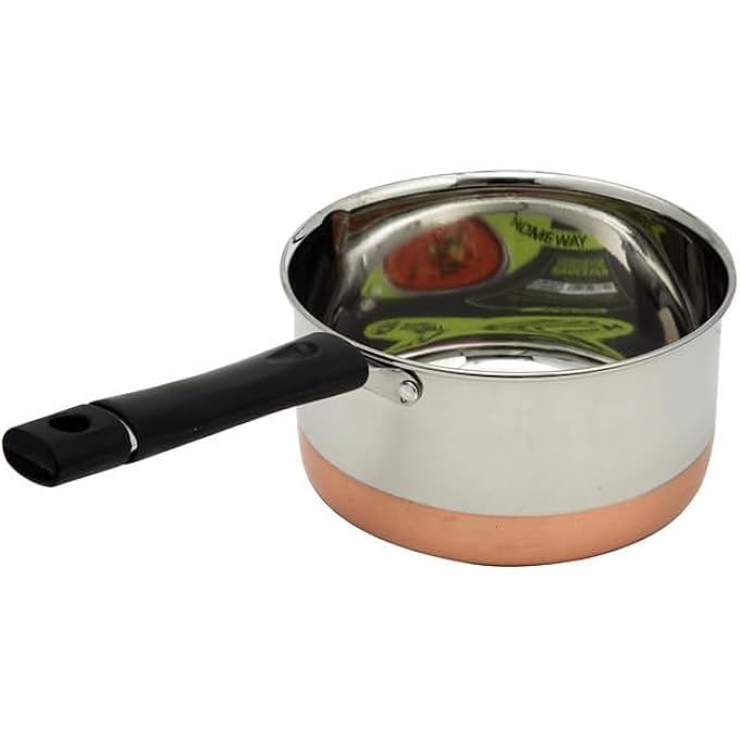 هومواي قدر طهي من الفولاذ المقاوم للصدأ بقاعدة نحاسية مقاس 16 سم، وعاء طهي متين مقاوم للحرارة غير تفاعلي لطهي فعال Hw3562 - Image 3