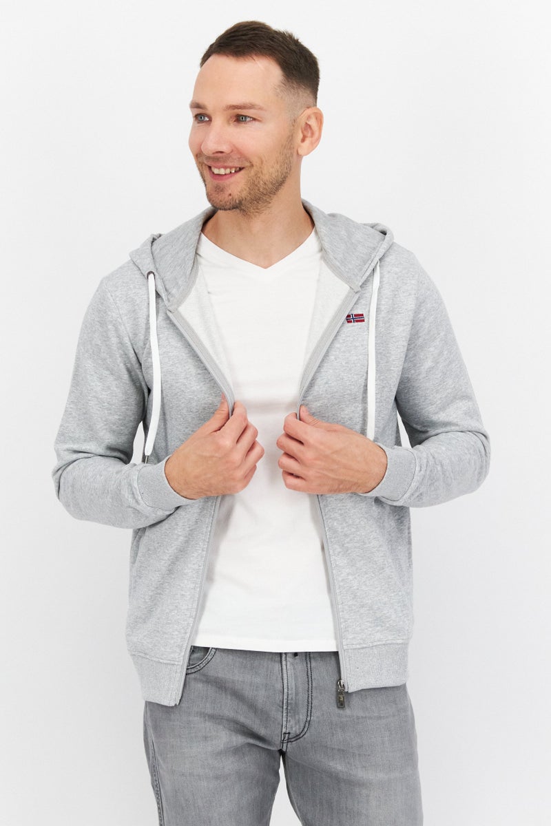 Nordland Men Brand Logo Long Sleeves Hoodies, Grey - Image 1