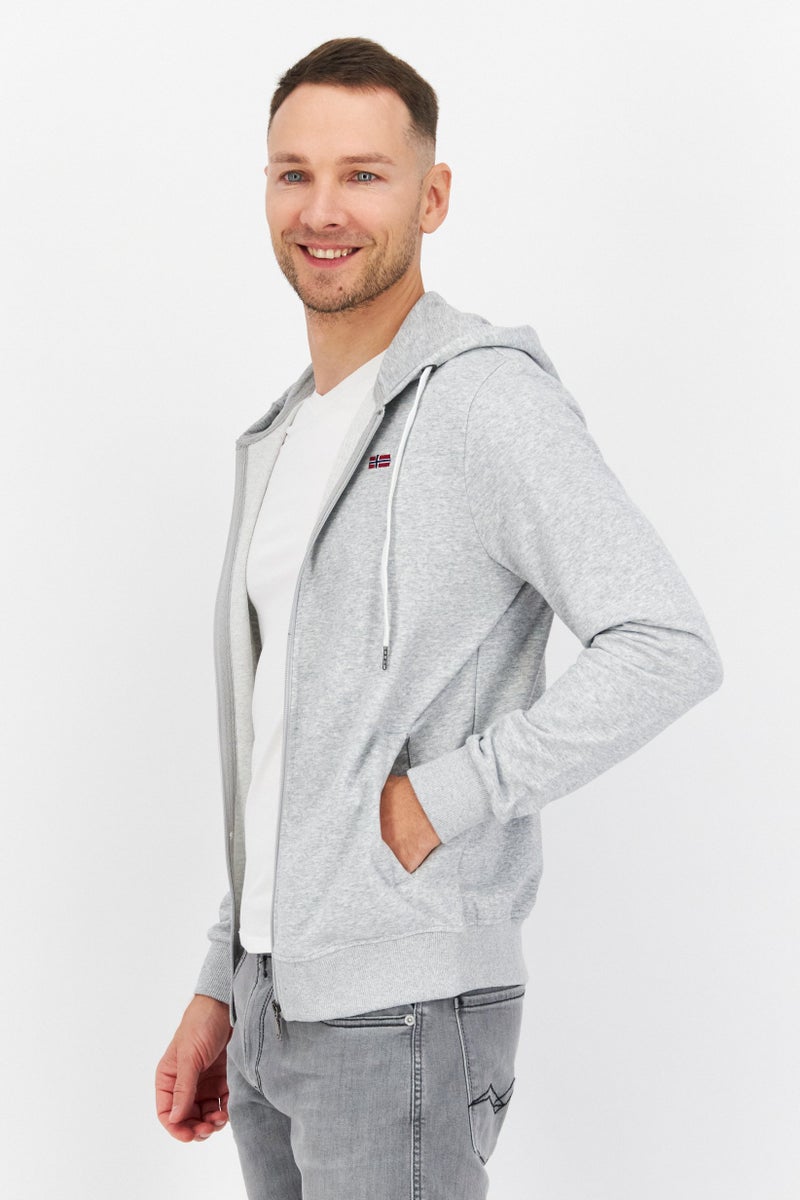 Nordland Men Brand Logo Long Sleeves Hoodies, Grey - Image 4