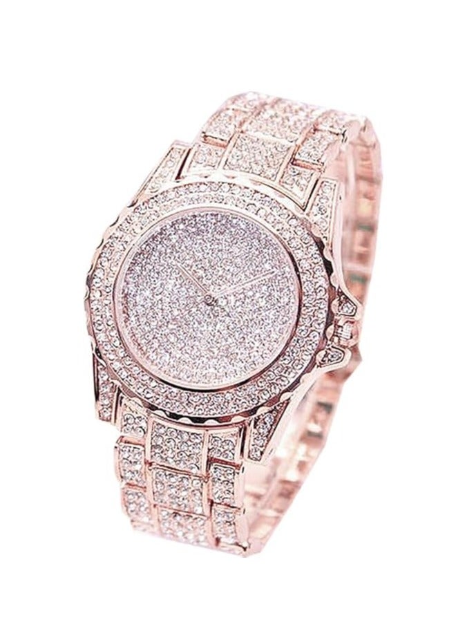 Luxury Women Watch Bling Bling Fashion Jewelry Crystal Diamond Rhinestone Ladies Watches Steel Band Round Dial Analog Clock Classic Quartz Female Charm Bracelet Dress Wristwatches - Image 1