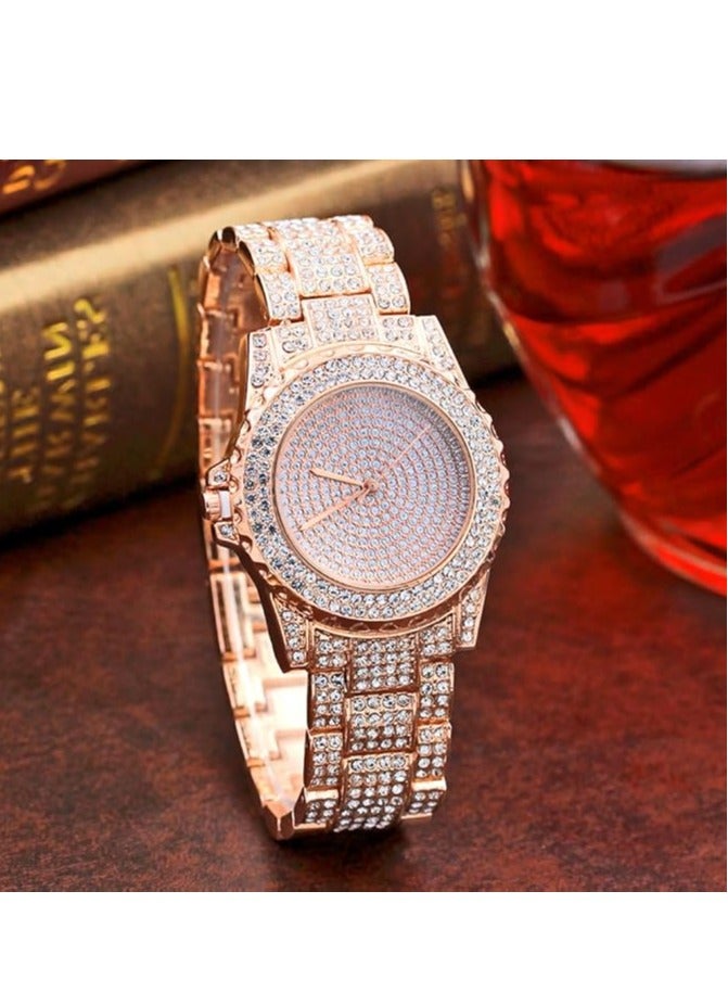 Luxury Women Watch Bling Bling Fashion Jewelry Crystal Diamond Rhinestone Ladies Watches Steel Band Round Dial Analog Clock Classic Quartz Female Charm Bracelet Dress Wristwatches - Image 5