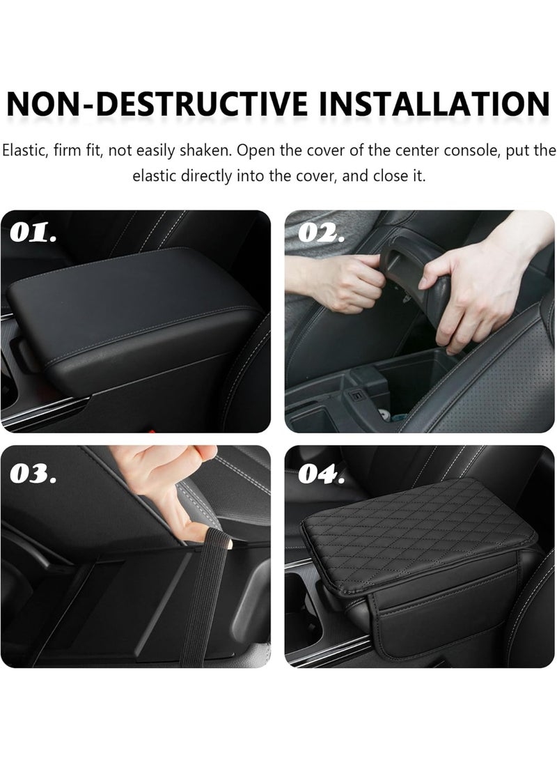 Upgraded Car Center Console Cover,Microfiber Leather Car Armrest Cover Cushion with 2 Storage Bags,Universal Car Armrest Storage Box Car Interior Accessories for Most Vehicles (Light Grey) - Image 5
