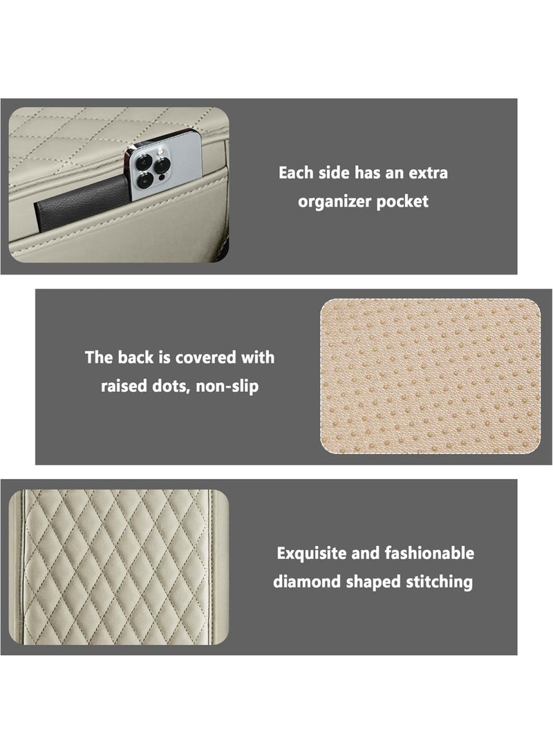 Upgraded Car Center Console Cover,Microfiber Leather Car Armrest Cover Cushion with 2 Storage Bags,Universal Car Armrest Storage Box Car Interior Accessories for Most Vehicles (Light Grey) - Image 3
