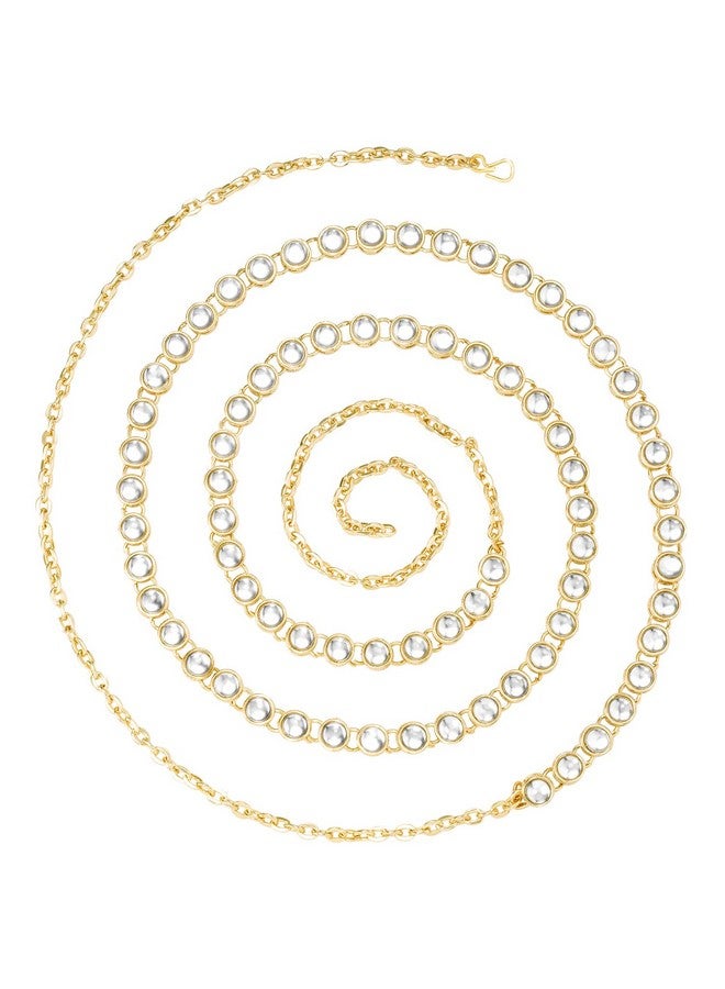 Peora Traditional Jewellery Wedding Bridal Gold Plated Kundan Waist Belt Kamar bandh Belly Chain for Women Girls - Image 1