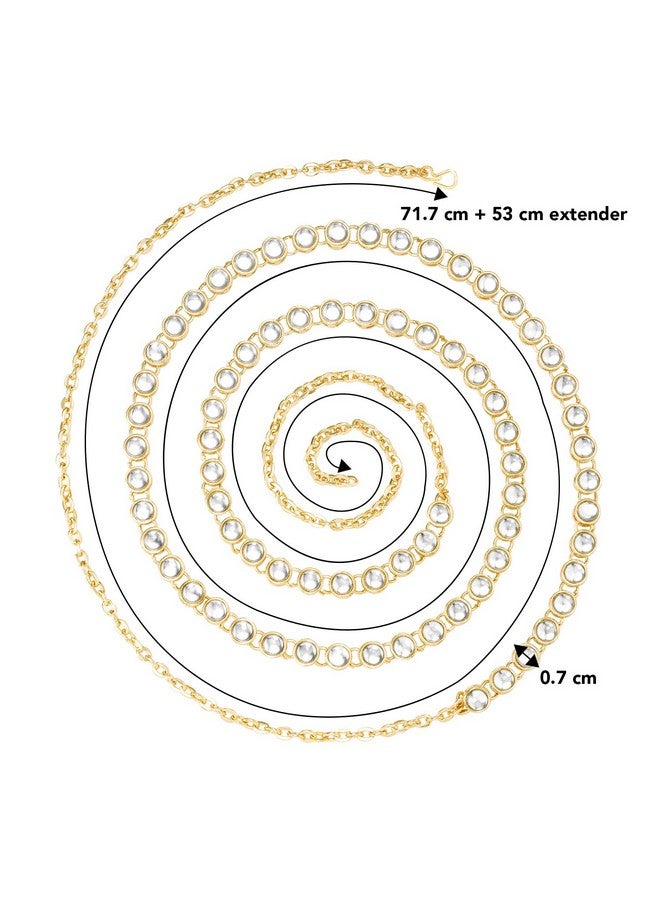 Peora Traditional Jewellery Wedding Bridal Gold Plated Kundan Waist Belt Kamar bandh Belly Chain for Women Girls - Image 5