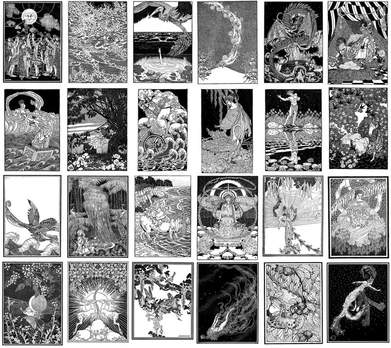 PIXILUV Vintage PostCards 24 pcs Fantasy Scenes Vintage Book Engraving Illustration - Image 2