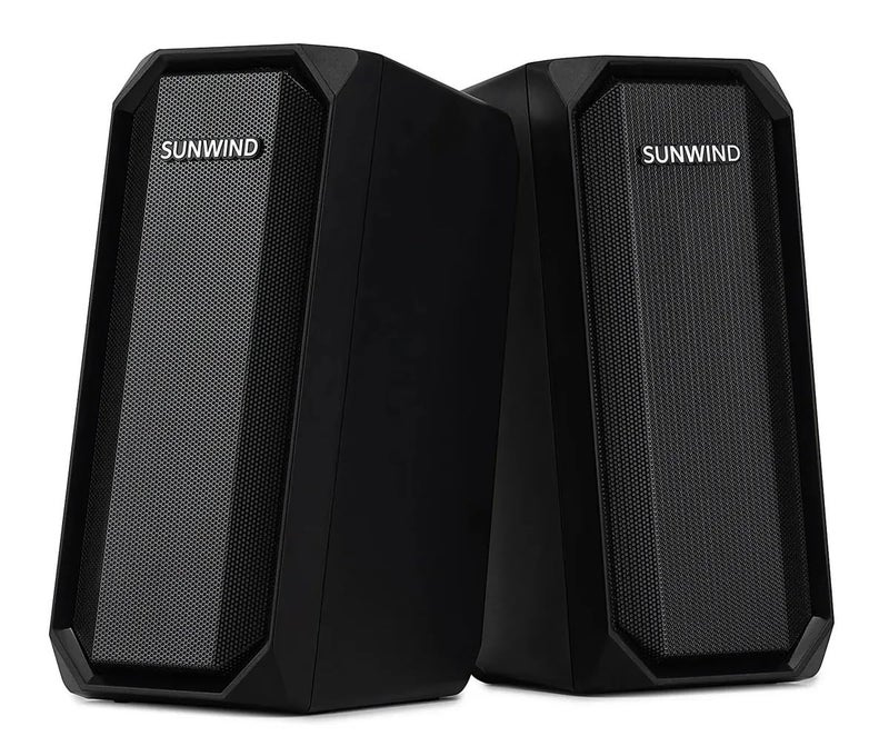 SUNWIND SW-SP300 RGB Bluetooth 5.0 / AUX Desktop Gaming Speaker – 5W x 2.0 Channel Stereo Speaker with Controller – 7 RGB Colorful LED Modes – USB Power || Black - Image 2