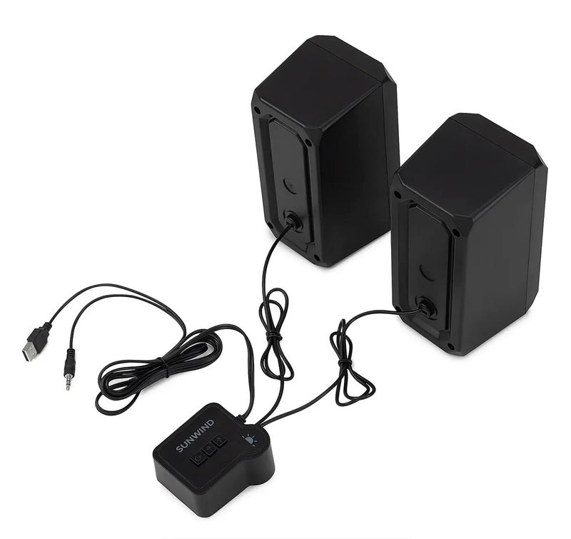 SUNWIND SW-SP300 RGB Bluetooth 5.0 / AUX Desktop Gaming Speaker – 5W x 2.0 Channel Stereo Speaker with Controller – 7 RGB Colorful LED Modes – USB Power || Black - Image 3