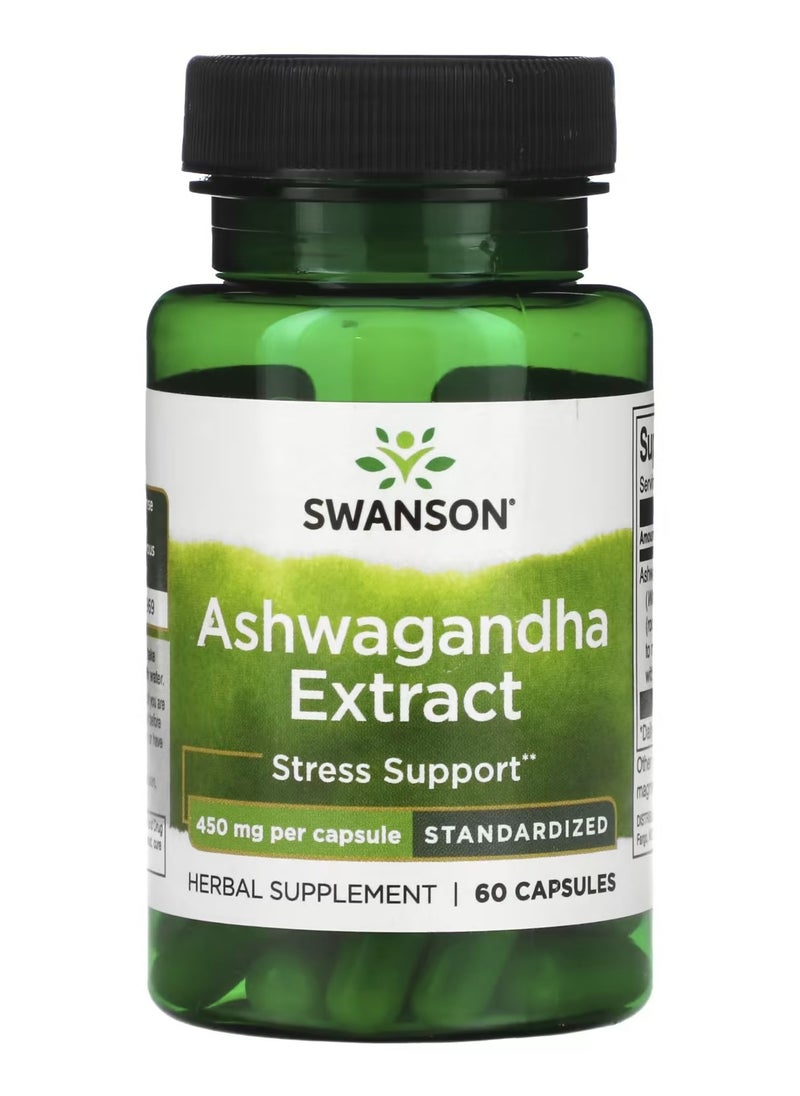 SWANSON - Swanson, Ashwagandha Extract, Standardized, 450 mg, 60 Capsules - Image 1