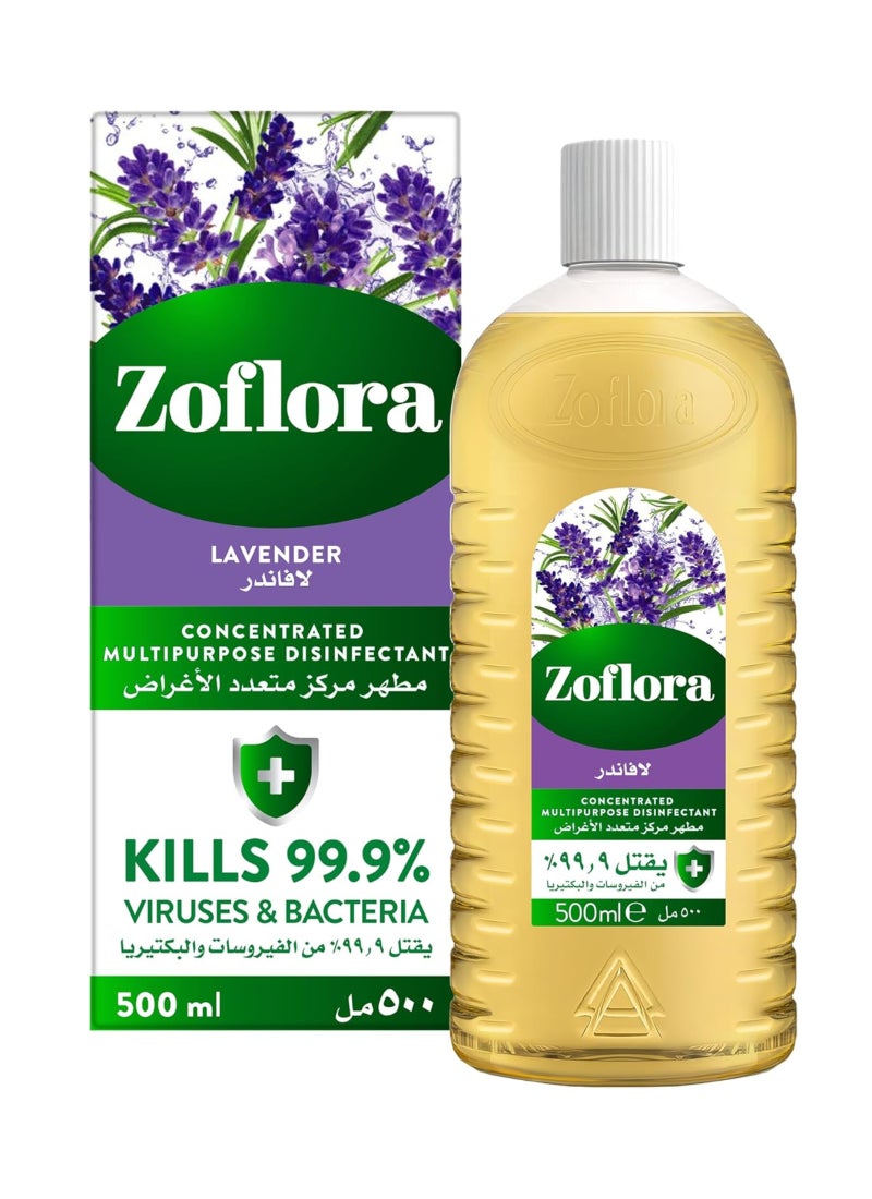 Zoflora Concentrated Disinfectant, Lavender 500ml - Multi-Purpose Cleaner for Floors, Kitchens, and Bathrooms - Image 1