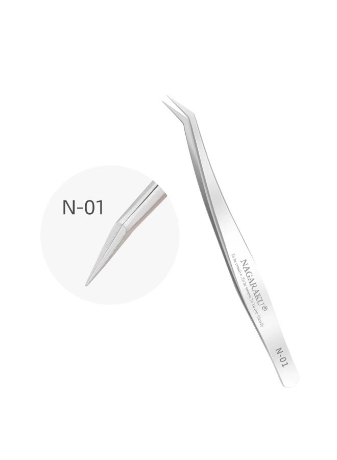 NAGARAKU Professional Eyelash Extension Tweezers – Precision Stainless Steel for Classic, Volume & Mega Volume Lashes | Anti-Static, Lightweight Lash Tool - Image 2