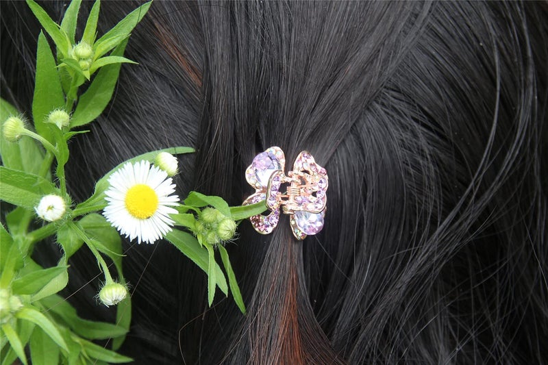 Yeshan Rhinestone and Crystal Metal Jaw Claw Hair Clip,Small Butterfly Design Barrettes for Women,pack of 6. - Image 2