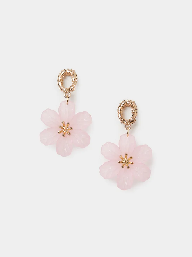 Flower Trim Drop Earrings
