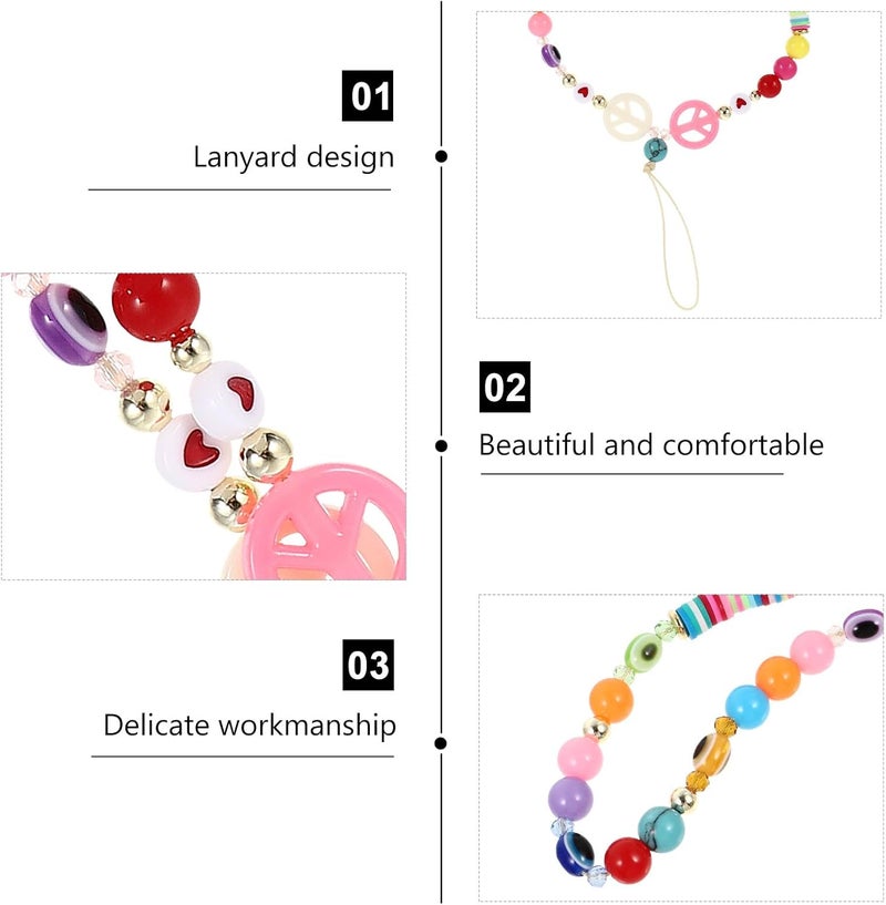 Garneck Candy Color Beaded Phone Neck Lanyard for Cellphone Soft Clay Mobile Phone Strap Anti-lost Hanging Rope for Adults - Image 2