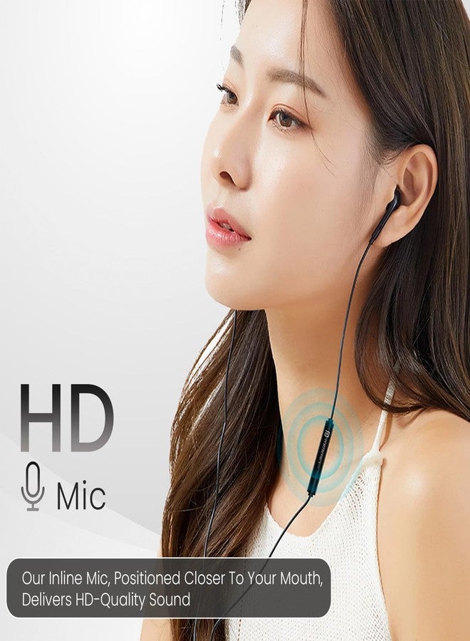 Portronics Conch Theta A in Ear 3.5mm Wired Earphones with In Line HD Mic, Powerful Audio, 14.2mm Dynamic Driver, Unique Earbuds Design, TPE Anti Tangle Wire,In line Controls,Wide Compatibility(Black) - Image 3