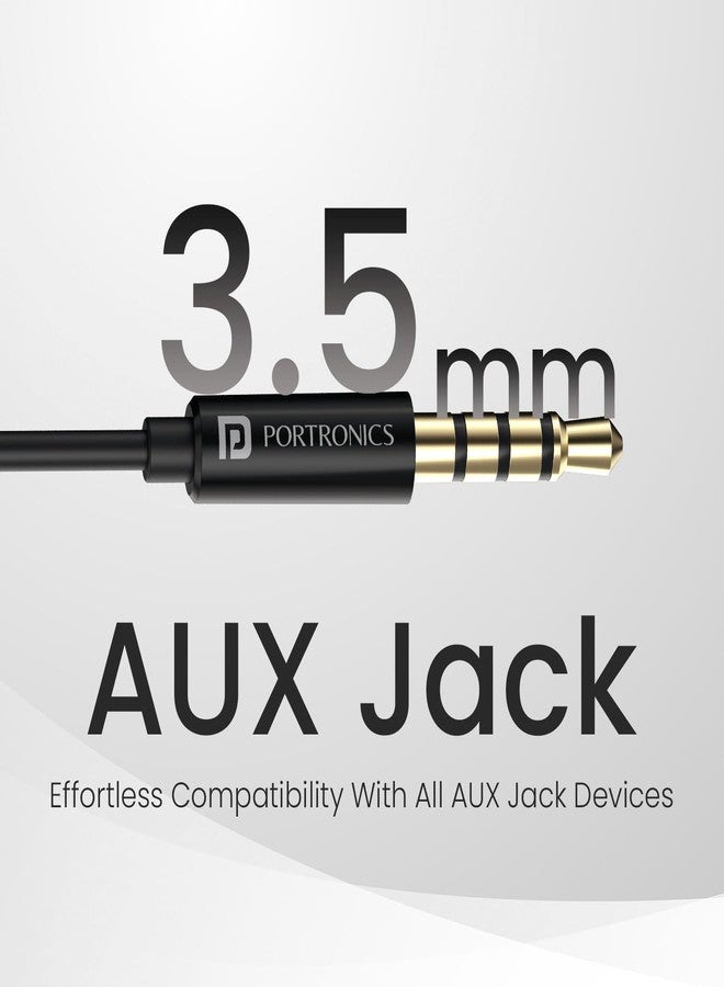 Portronics Conch Theta A in Ear 3.5mm Wired Earphones with In Line HD Mic, Powerful Audio, 14.2mm Dynamic Driver, Unique Earbuds Design, TPE Anti Tangle Wire,In line Controls,Wide Compatibility(Black) - Image 2