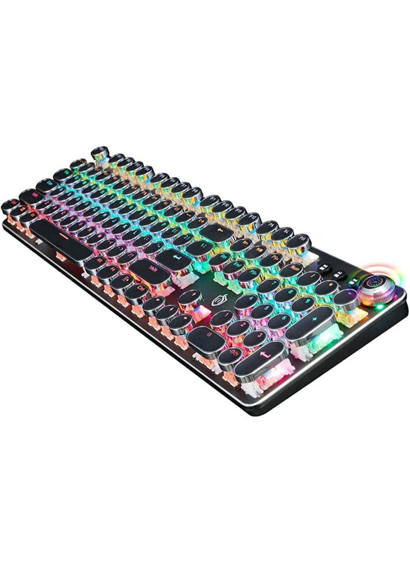 مس تيارا - K820 لوحة مفاتيح ميكانيكية للوسائط المتعددة ريترو فاسق زر غطاء مفتاح RGB لوحة مفاتيح ميكانيكية للكمبيوتر لوحة مفاتيح سلكية - Image 1