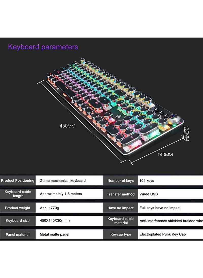 مس تيارا - K820 لوحة مفاتيح ميكانيكية للوسائط المتعددة ريترو فاسق زر غطاء مفتاح RGB لوحة مفاتيح ميكانيكية للكمبيوتر لوحة مفاتيح سلكية - Image 1