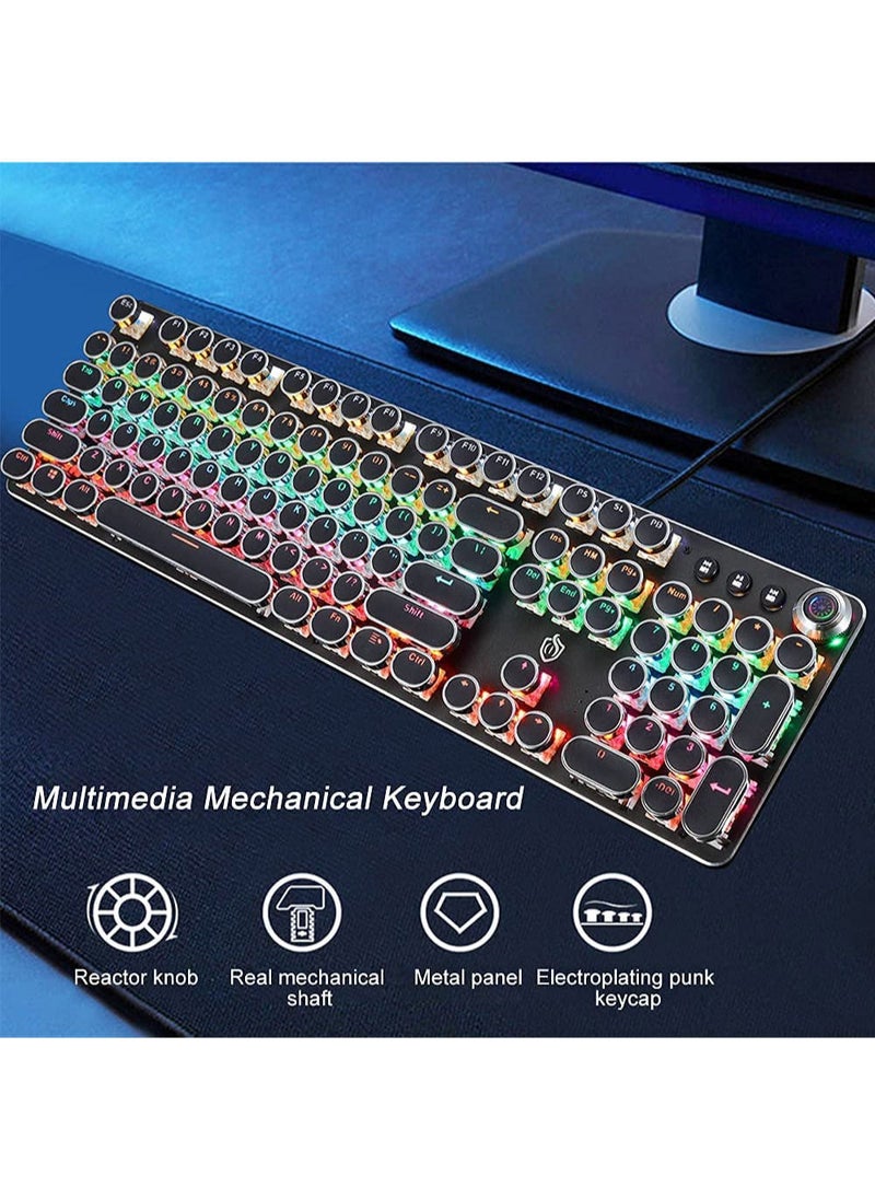 مس تيارا - K820 لوحة مفاتيح ميكانيكية للوسائط المتعددة ريترو فاسق زر غطاء مفتاح RGB لوحة مفاتيح ميكانيكية للكمبيوتر لوحة مفاتيح سلكية - Image 1