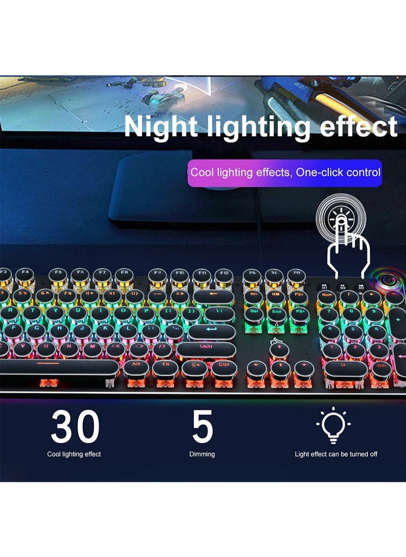 مس تيارا - K820 لوحة مفاتيح ميكانيكية للوسائط المتعددة ريترو فاسق زر غطاء مفتاح RGB لوحة مفاتيح ميكانيكية للكمبيوتر لوحة مفاتيح سلكية - Image 1