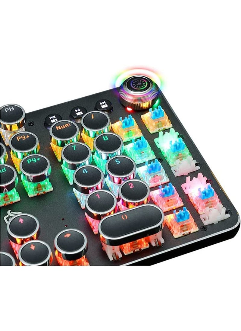 مس تيارا - K820 لوحة مفاتيح ميكانيكية للوسائط المتعددة ريترو فاسق زر غطاء مفتاح RGB لوحة مفاتيح ميكانيكية للكمبيوتر لوحة مفاتيح سلكية - Image 1